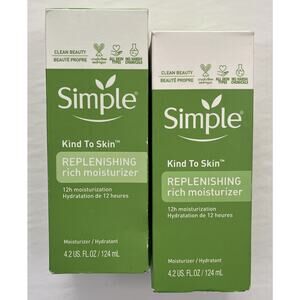 Simple Face Moisturizer Kind to Skin Replenishing Rich 12 hr 4.2 fl oz Lot of 2